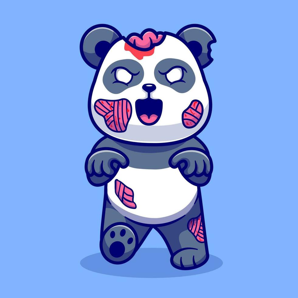 süß Panda Zombie Karikatur Vektor Symbol Illustration. Tier Natur Symbol Konzept isoliert Prämie Vektor. eben Karikatur Stil