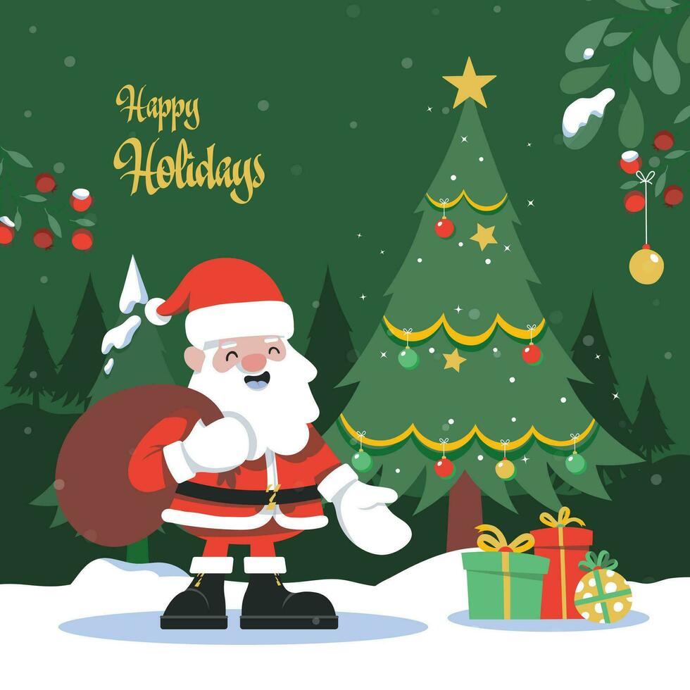 Santa mit Weihnachten Geschenk animiert Illustration vektor