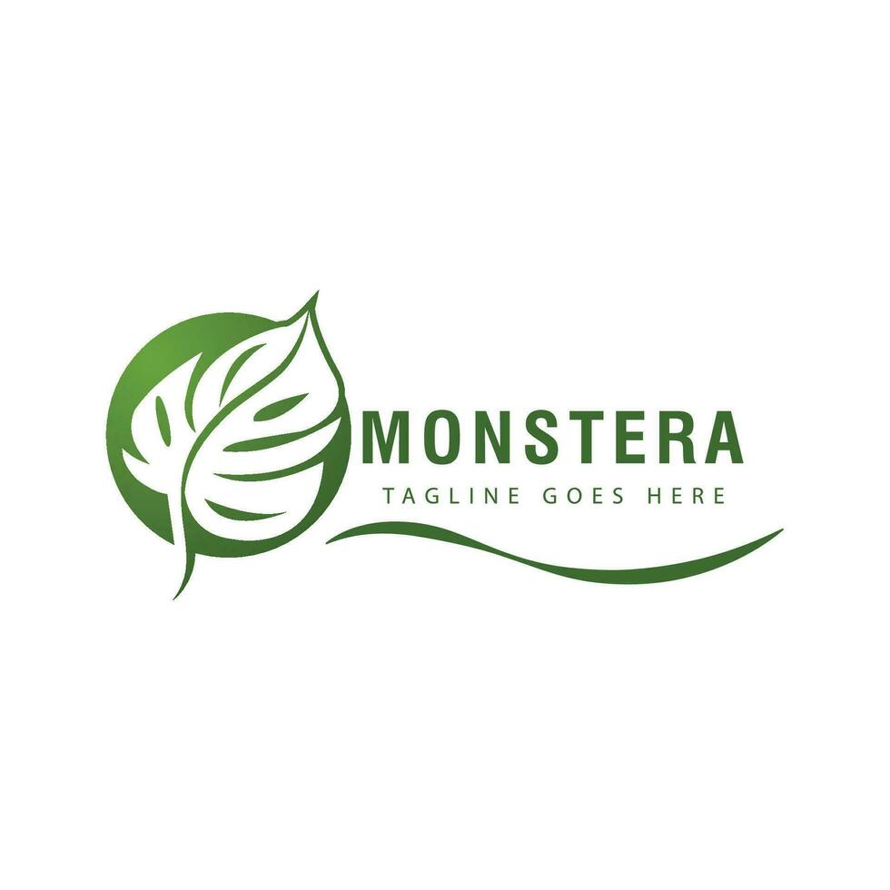monstera logotyp vektor mall symbol design