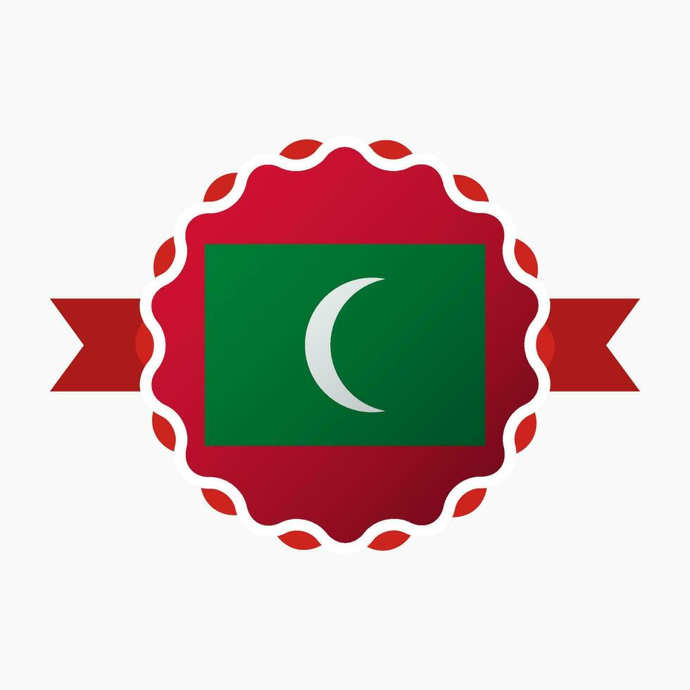 kreativ maldiverna flagga emblem bricka vektor