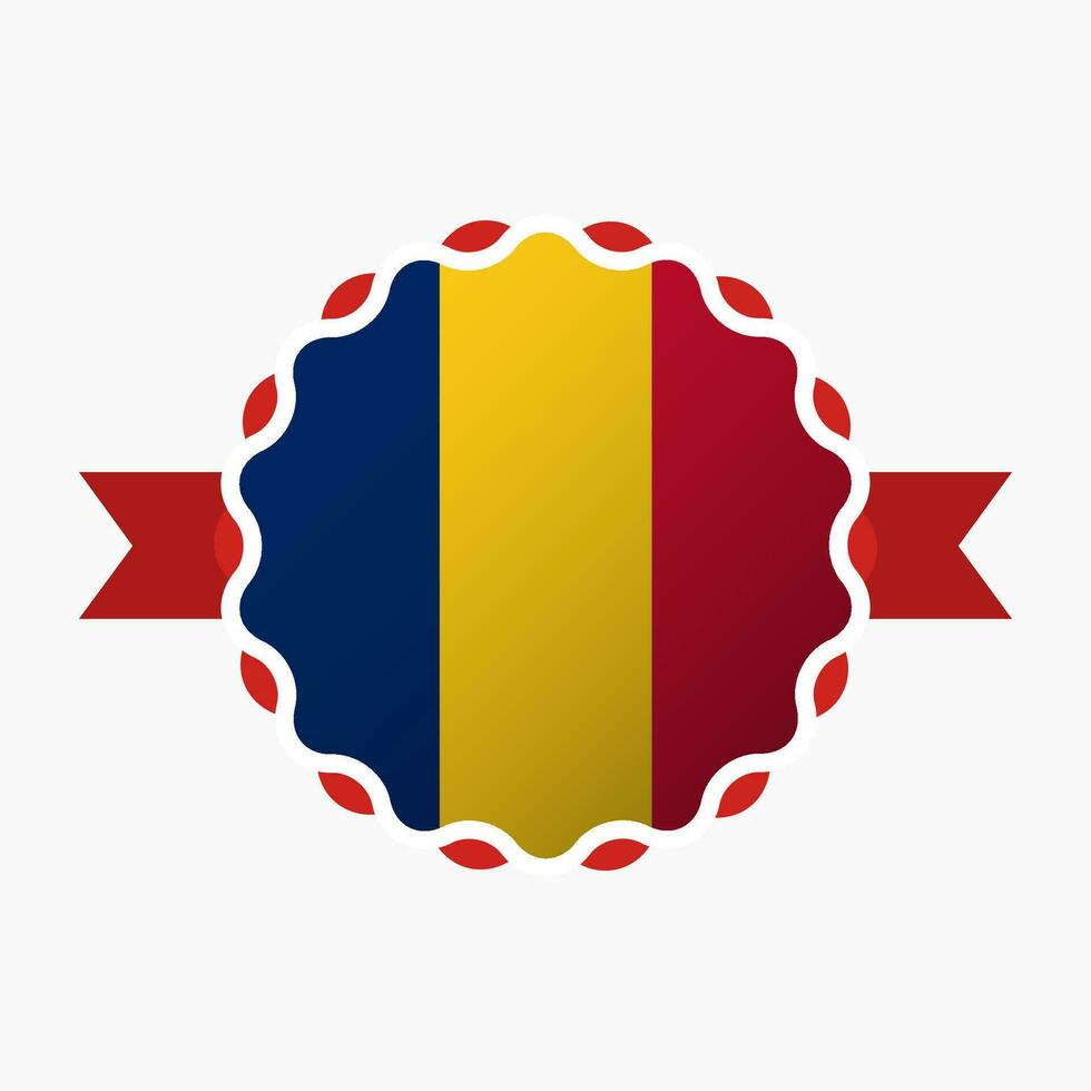 kreativ rumänien flagga emblem bricka vektor
