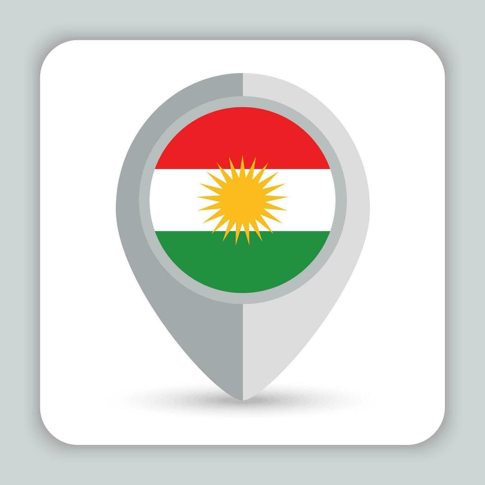 irakier kurdistan flagga stift Karta ikon vektor