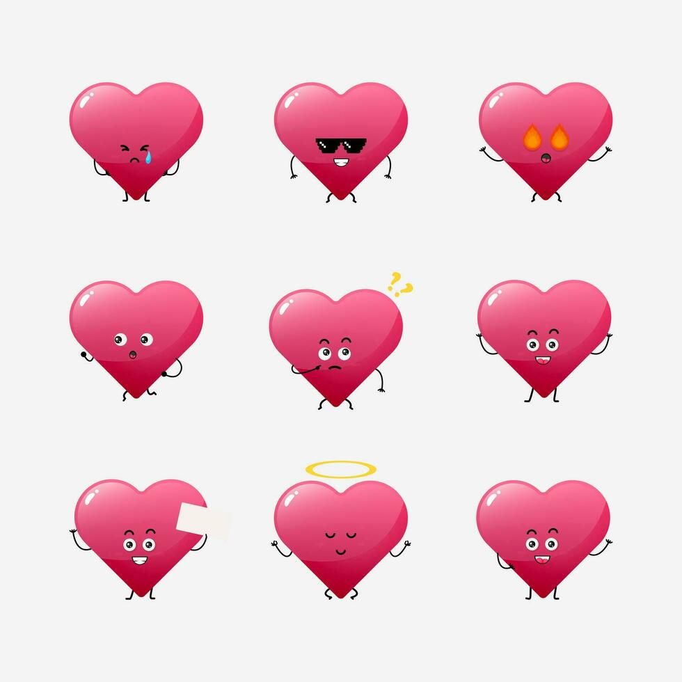 süß Liebe Herz Charakter Vektor Illustration