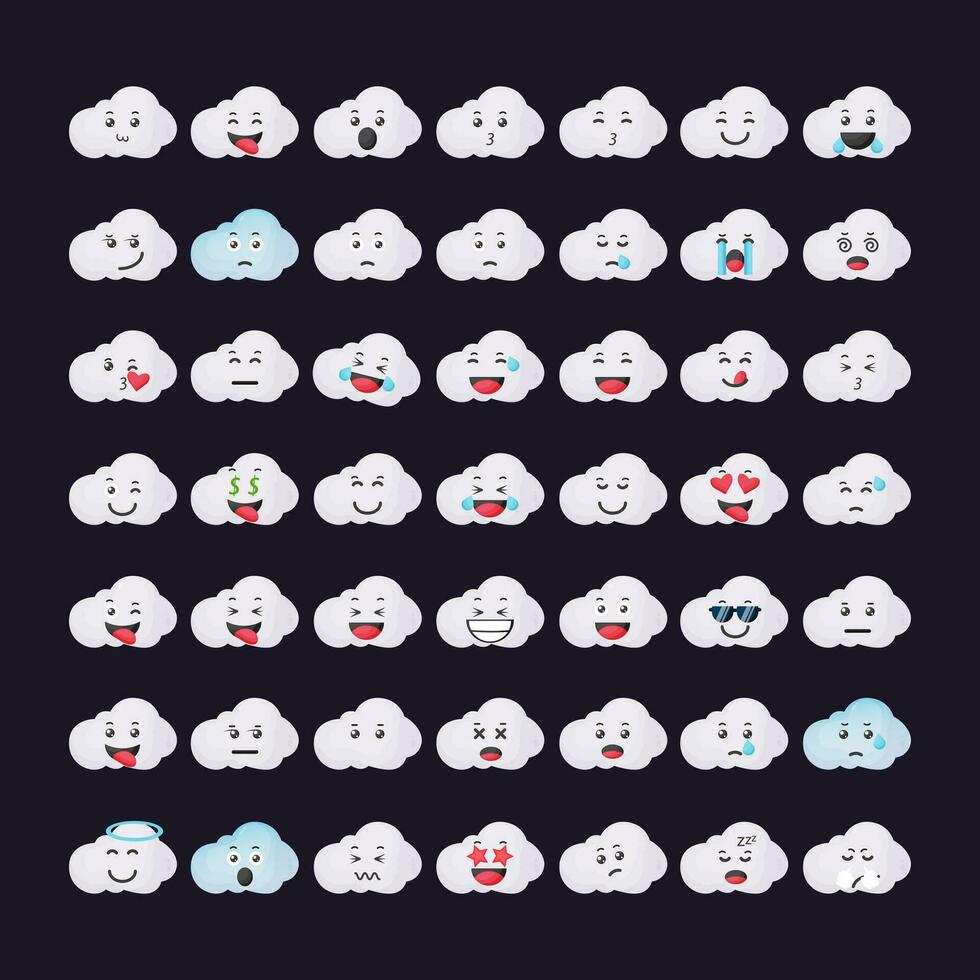 süß Wolke mit Emoticons Vektor Symbol Illustration