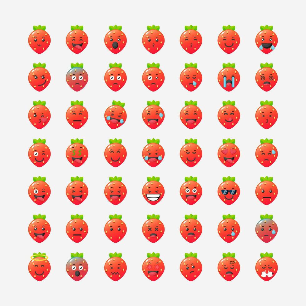 süß Erdbeere mit Emoticon Vektor Symbol Illustration