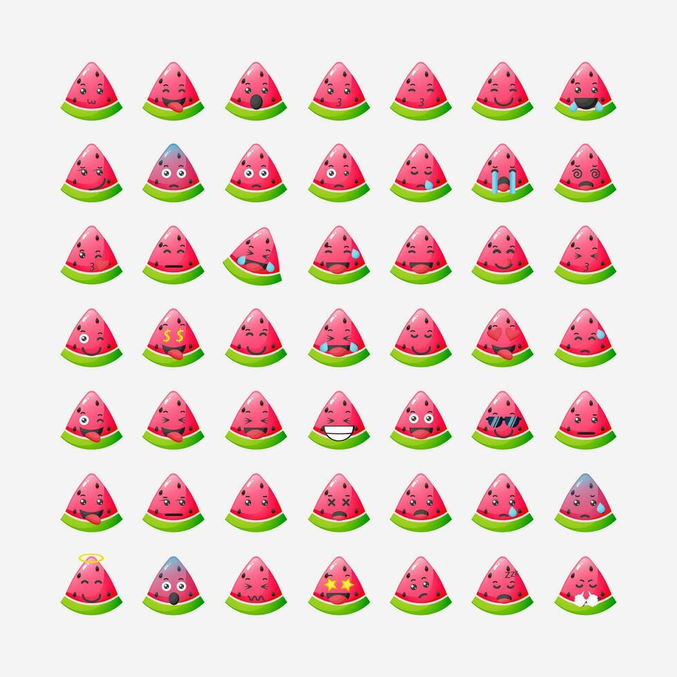 söt vattenmelon med uttryckssymbol vektor ikon illustration