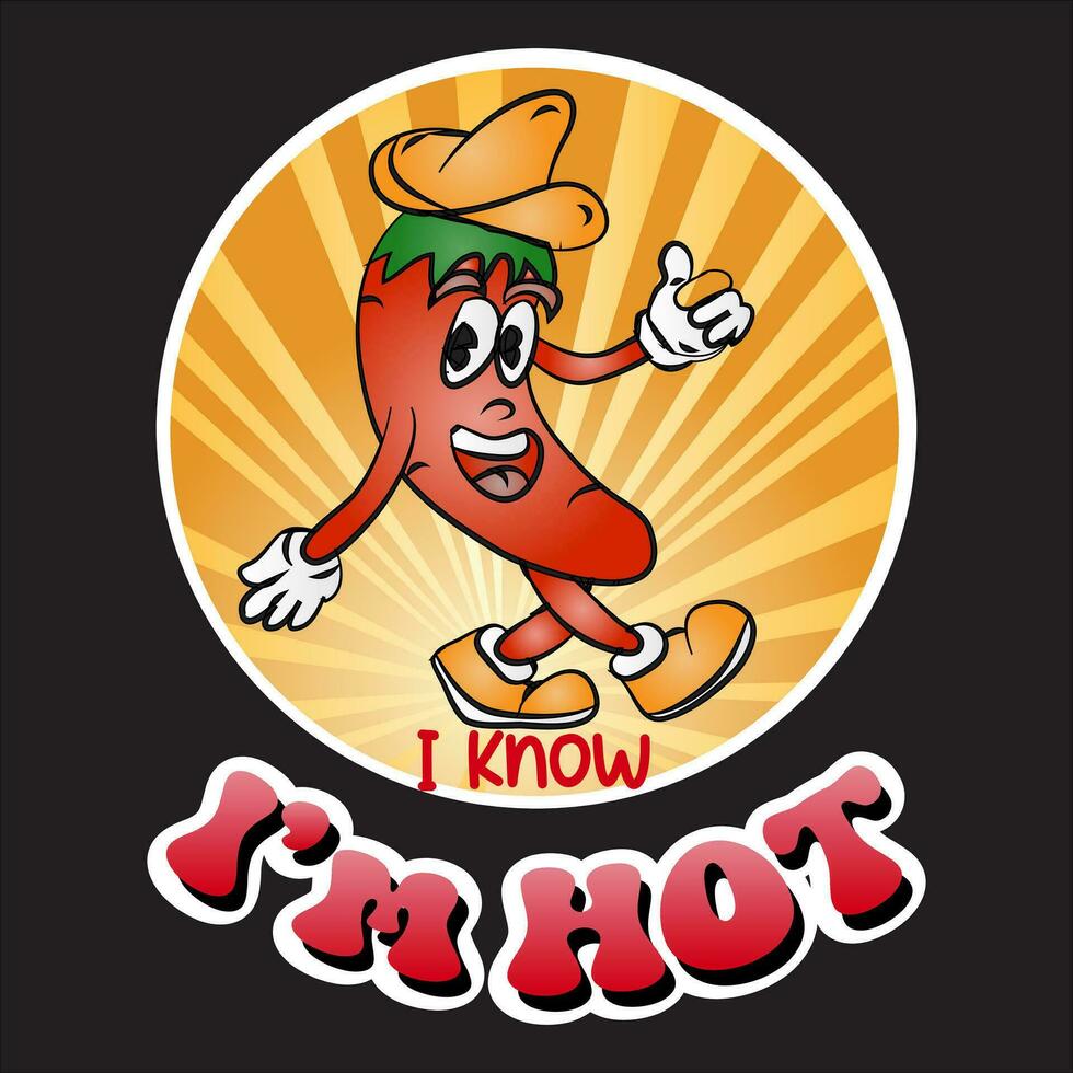 retro chili maskot skjorta design vektor