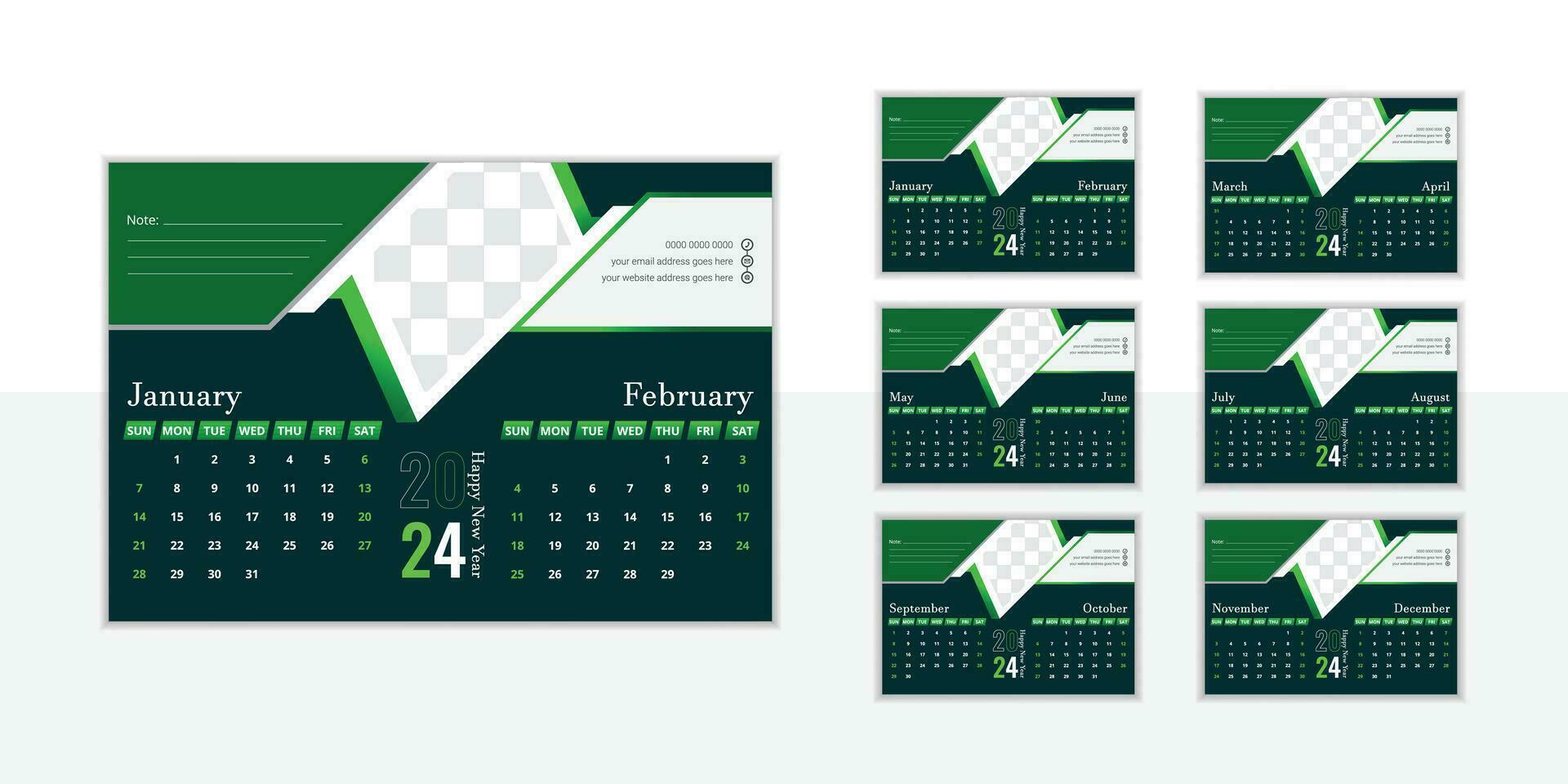 kreativ skrivbord kalender design 2024 vektor