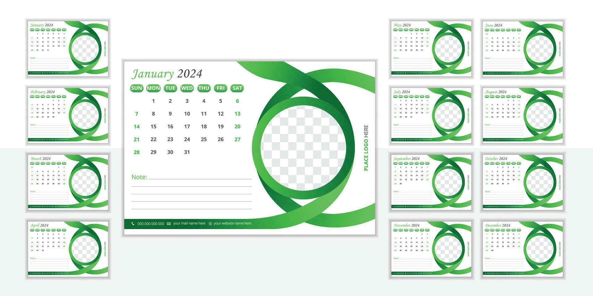 Schreibtisch Kalender Design Vorlage 2024 vektor