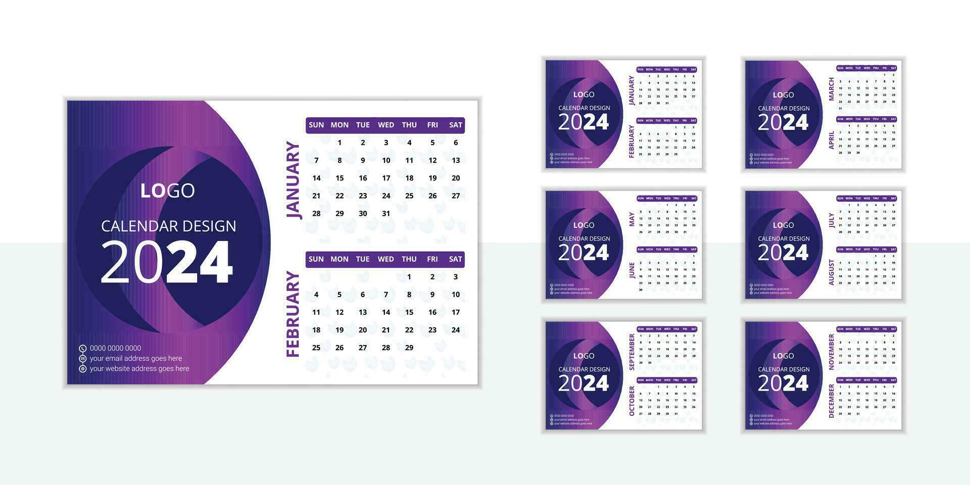 företags- skrivbord kalender design 2024 vektor