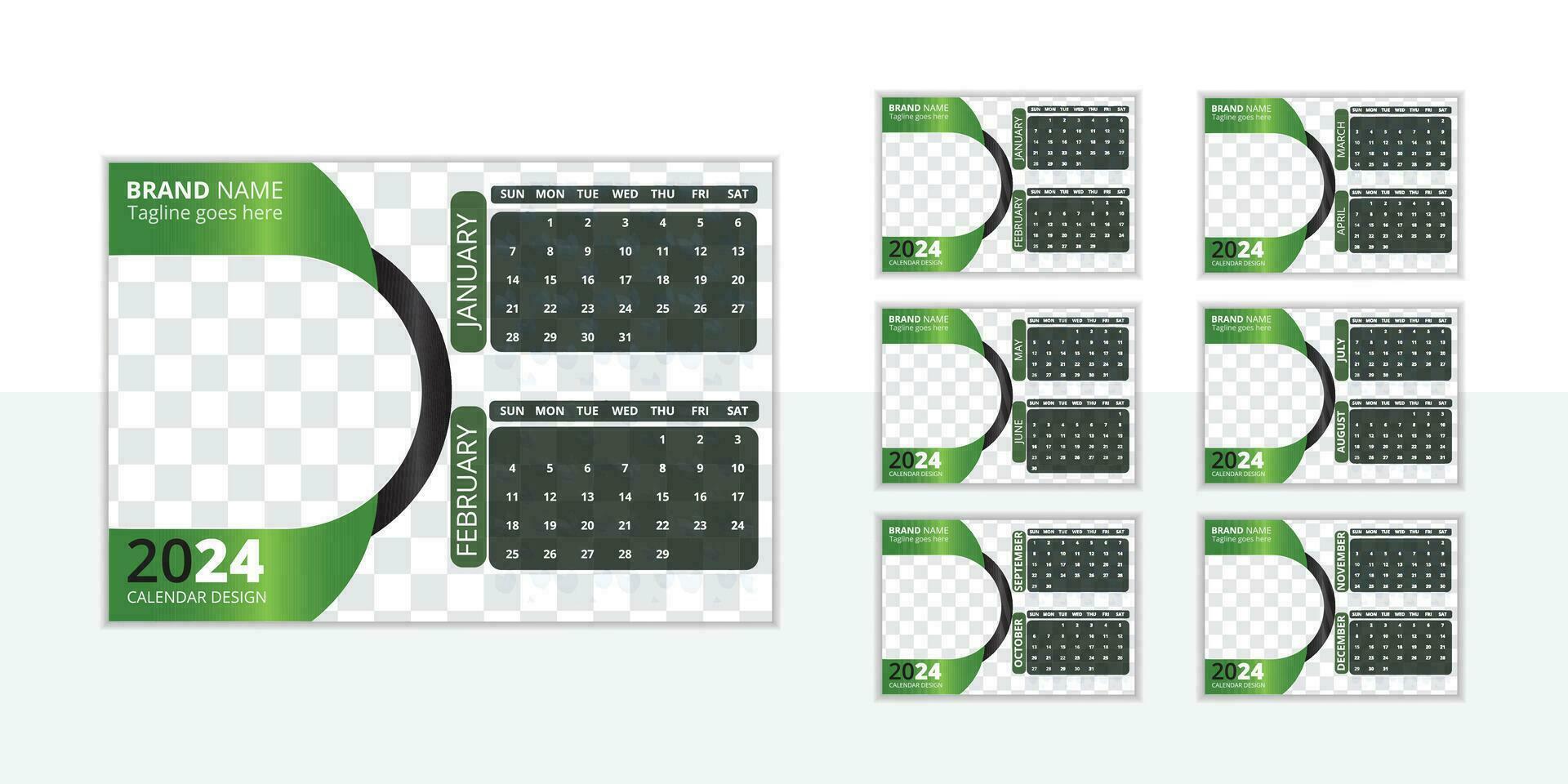 modern skrivbord kalender design 2024 mall vektor