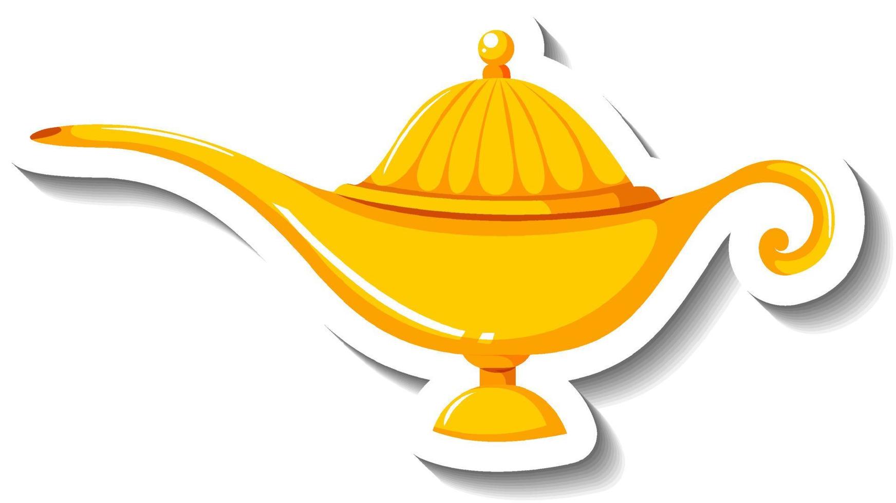 genie magic lamp tecknad klistermärke vektor