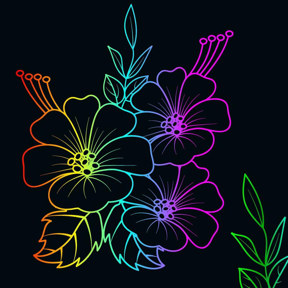 Regenbogen Farbe Linie Kunst Blumen- Vektor Illustration, bunt Jahrgang dekorativ Vektor Vorlage, Regenbogen Farbe Blume Ornamente.