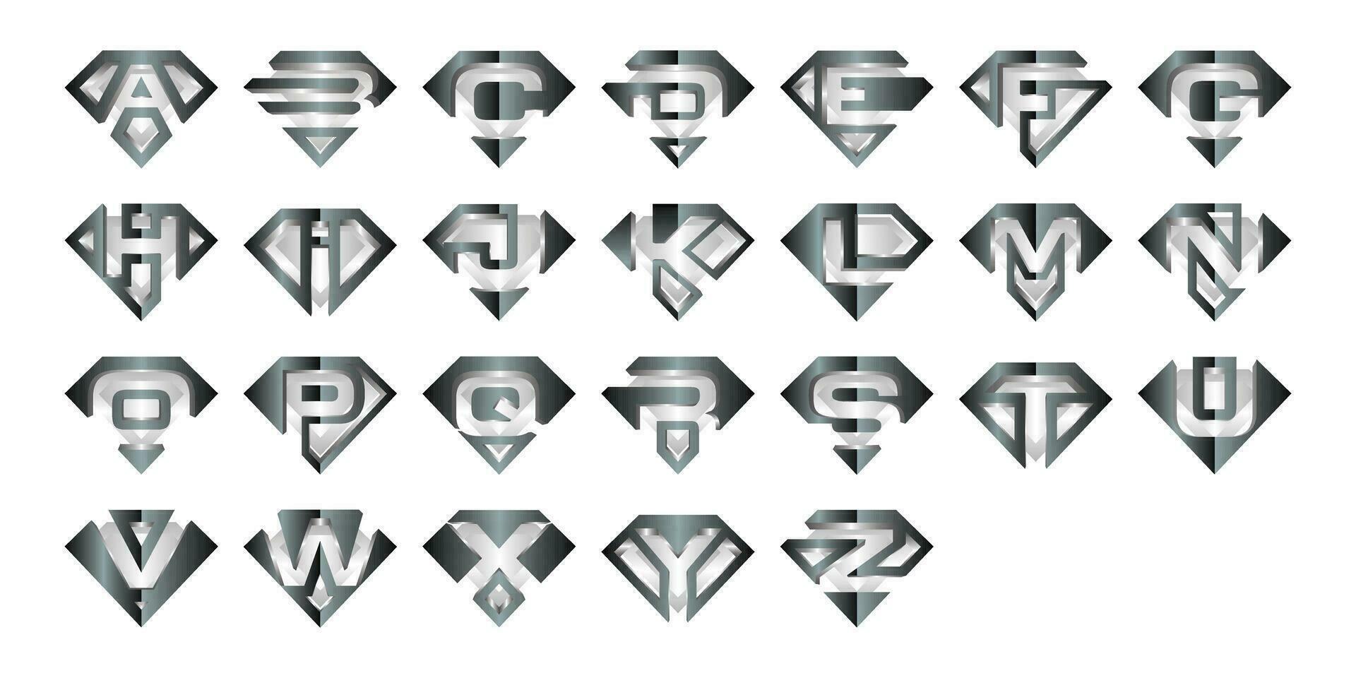 uppsättning av brev en till z diamant elegant modern logotyp, element grafisk illustration mall vektor