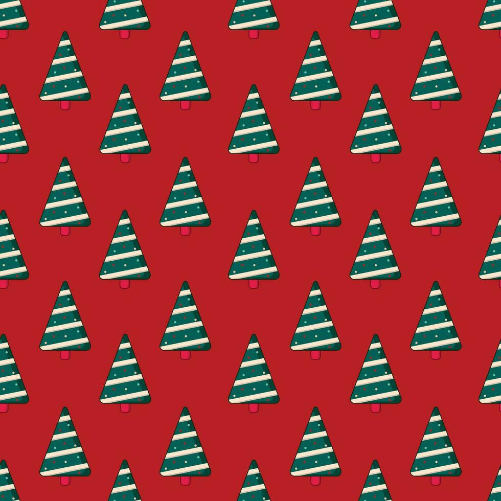 Weihnachten Baum im nahtlos Muster auf rot Hintergrund. vektor