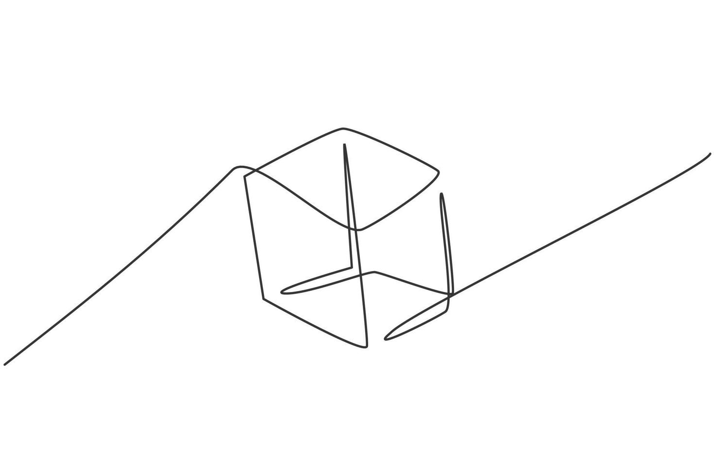 einzelne einzeilige Zeichnung der Würfelgeometrieform. zurück zu schule minimalistisch, bildungskonzept. kontinuierliche einfache linie zeichnen stil design grafische vektorillustration vektor