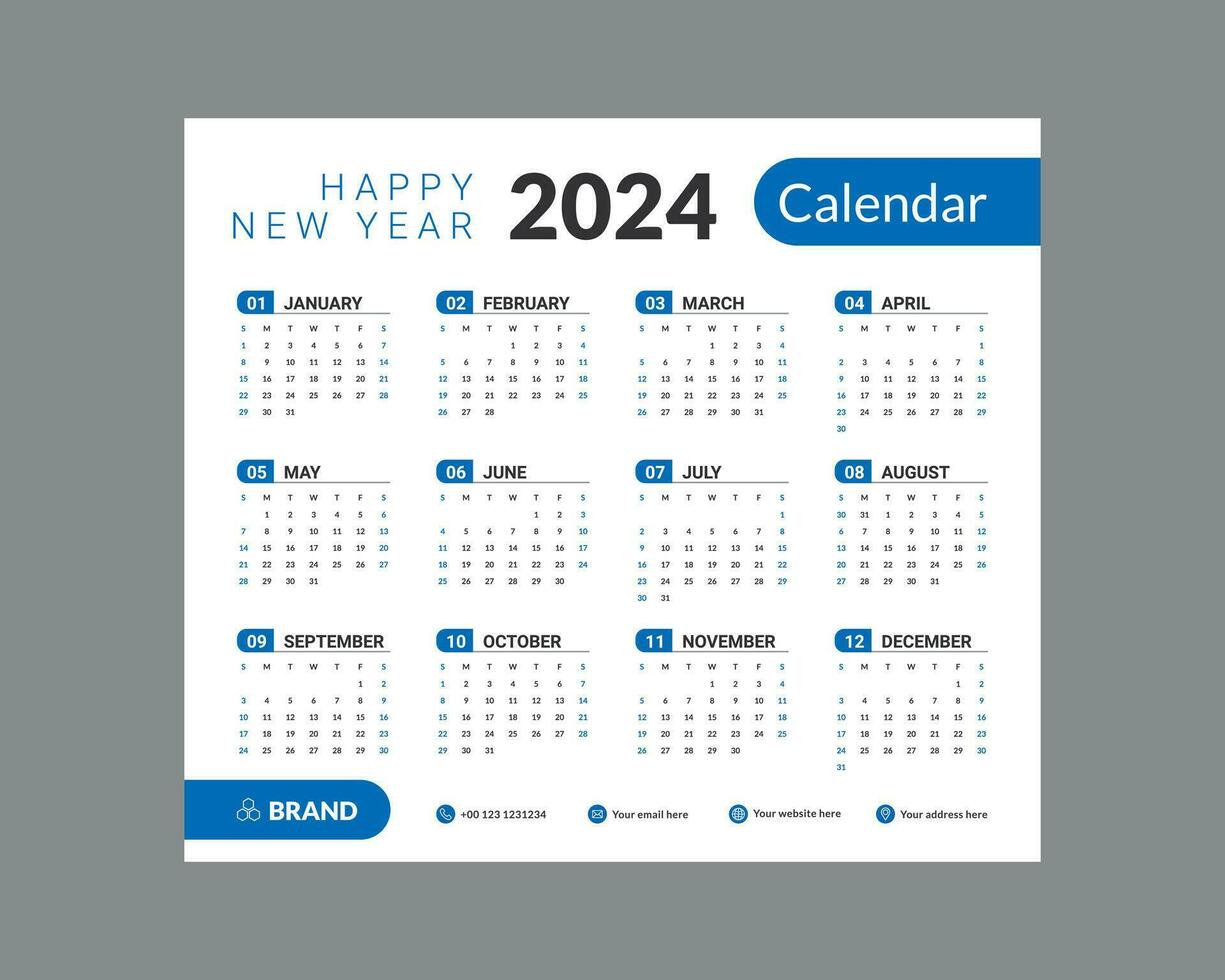 kalender 2024, kalender 2025, 2030 vecka Start måndag företags- uppsättning design mall vektor fil. redo till skriva ut och fullt redigerbar.