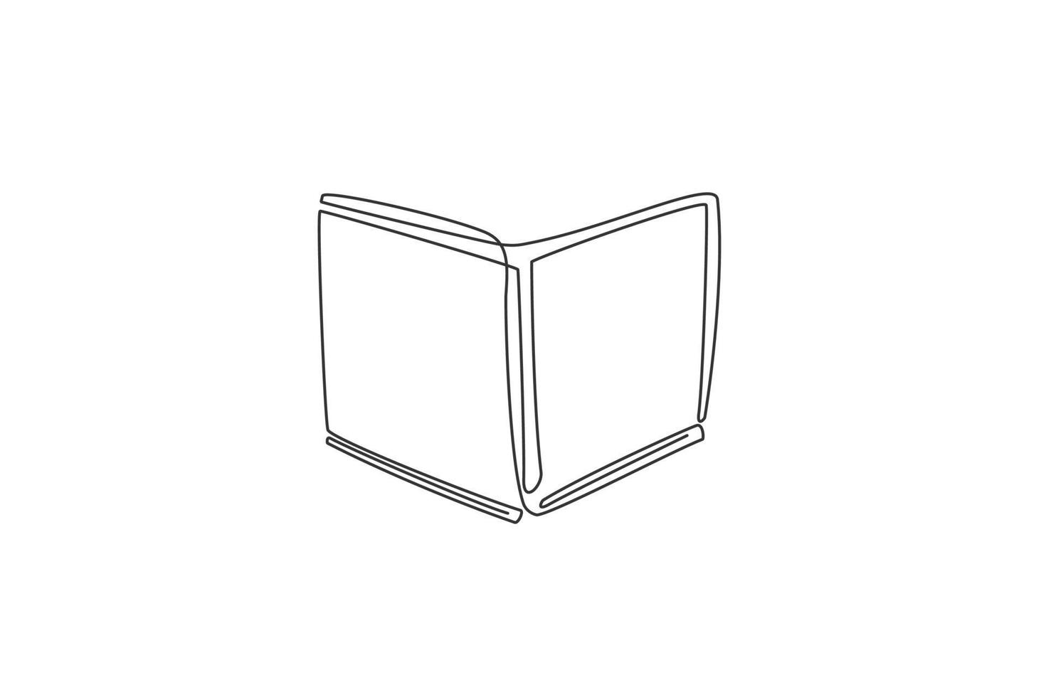 einzelne durchgehende Strichzeichnung des offenen Lehrbuchs für das Logo-Etikett des Verlags. Bildungshandbuch Logo Symbol Konzept. moderne eine linie zeichnen grafikdesign-vektorillustration vektor