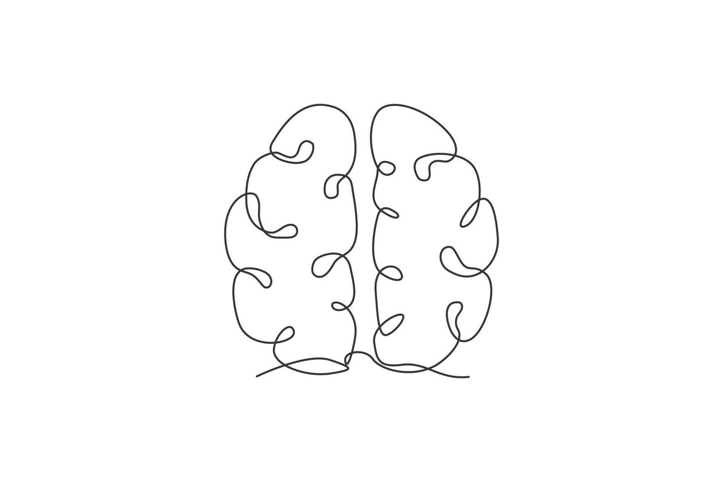 en enda radritning av mänsklig hjärna för att memorera medicinsk kliniks logotypidentitet. psykologiska kontor ikon logotyp koncept. dynamisk kontinuerlig linje rita design vektor grafisk illustration