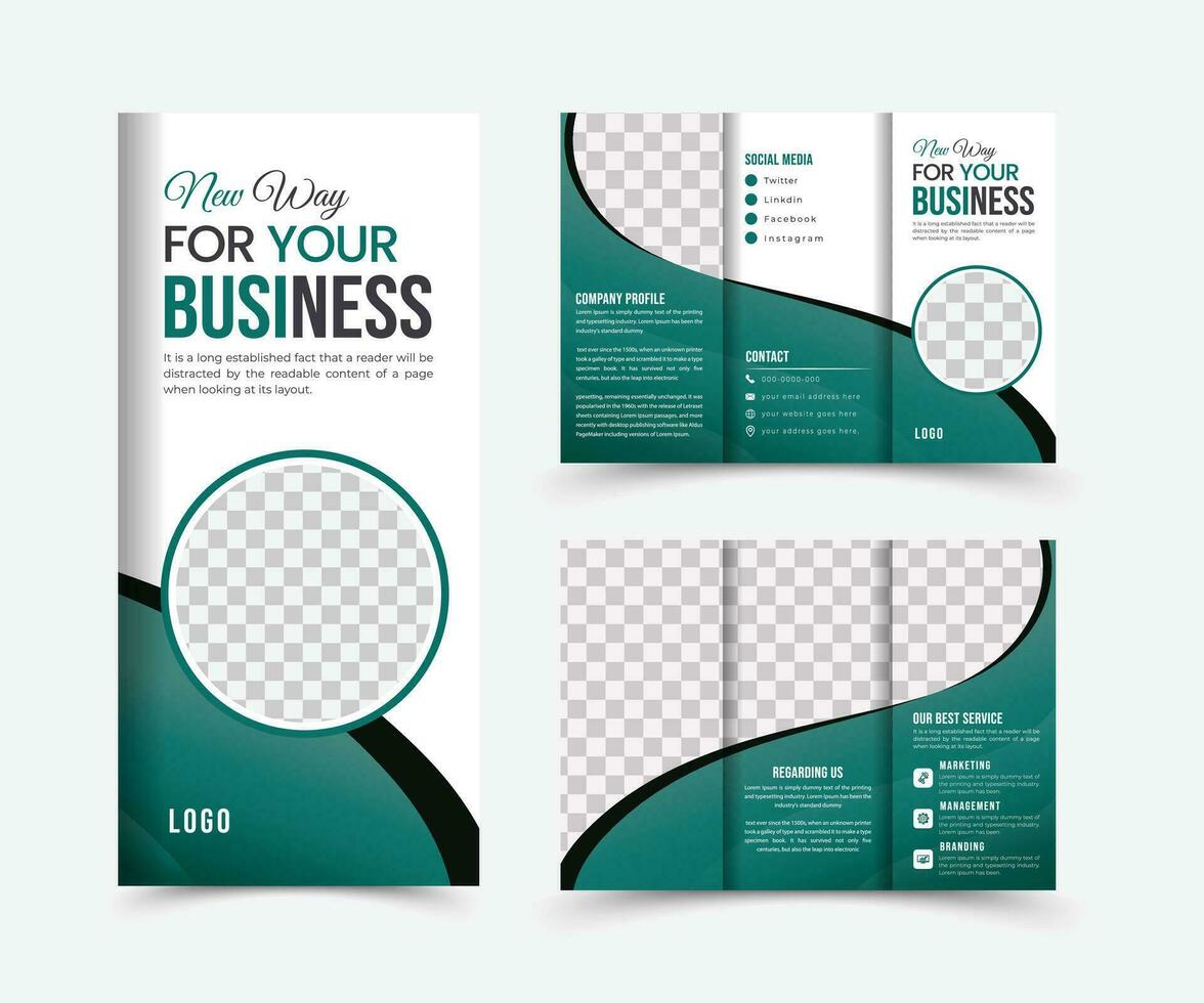 företags- och kommersiell trifold broschyr mall design. vektor