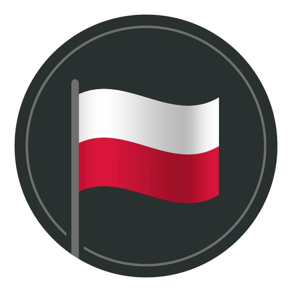 abstrakt Polen Flagge eben Symbol im Kreis isoliert auf Weiß Hintergrund vektor