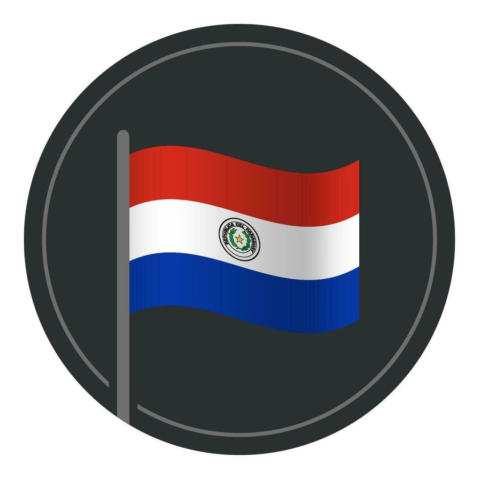abstrakt paraguay flagga platt ikon i cirkel isolerat på vit bakgrund vektor