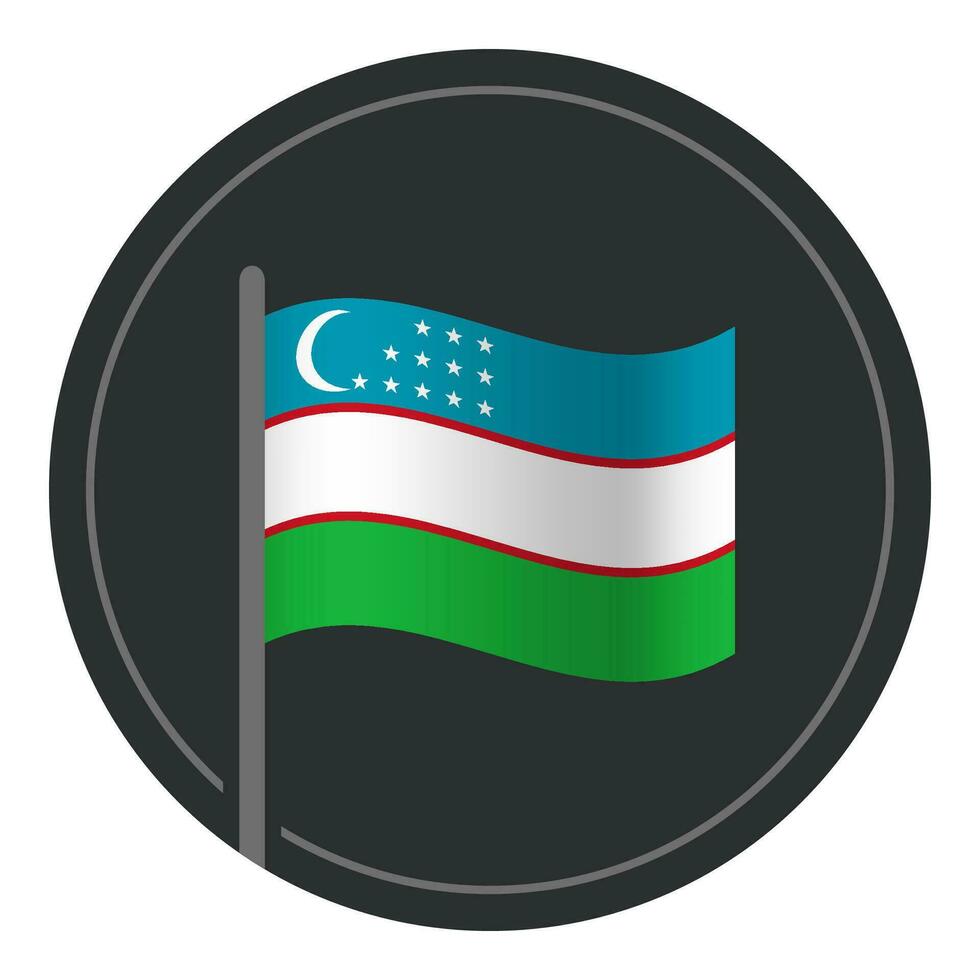 abstrakt uzbekistan flagga platt ikon i cirkel isolerat på vit bakgrund vektor