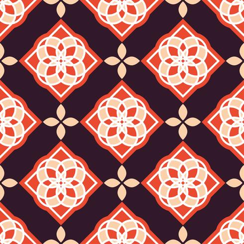 Portugiesische Azulejo-Fliesen. Rote und weiße wunderschöne nahtlose Muster. vektor