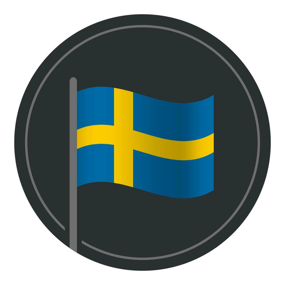 abstrakt Schweden Flagge eben Symbol im Kreis isoliert auf Weiß Hintergrund vektor