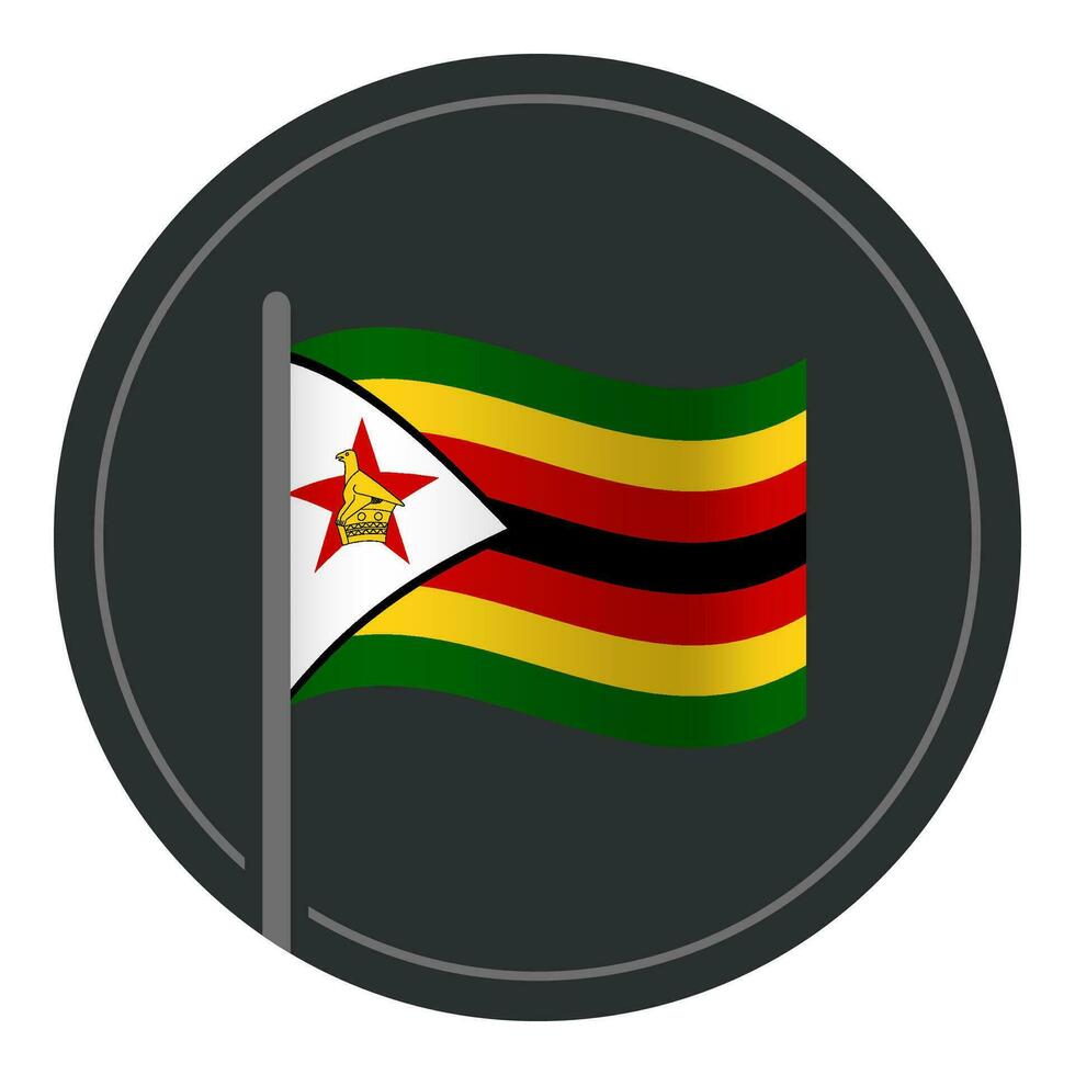 abstrakt zimbabwe flagga platt ikon i cirkel isolerat på vit bakgrund vektor