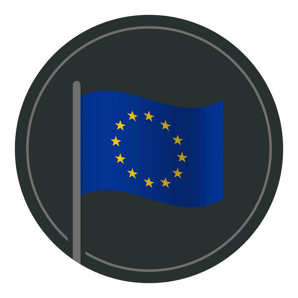 abstrakt europäisch Union Flagge eben Symbol im Kreis isoliert auf Weiß Hintergrund vektor