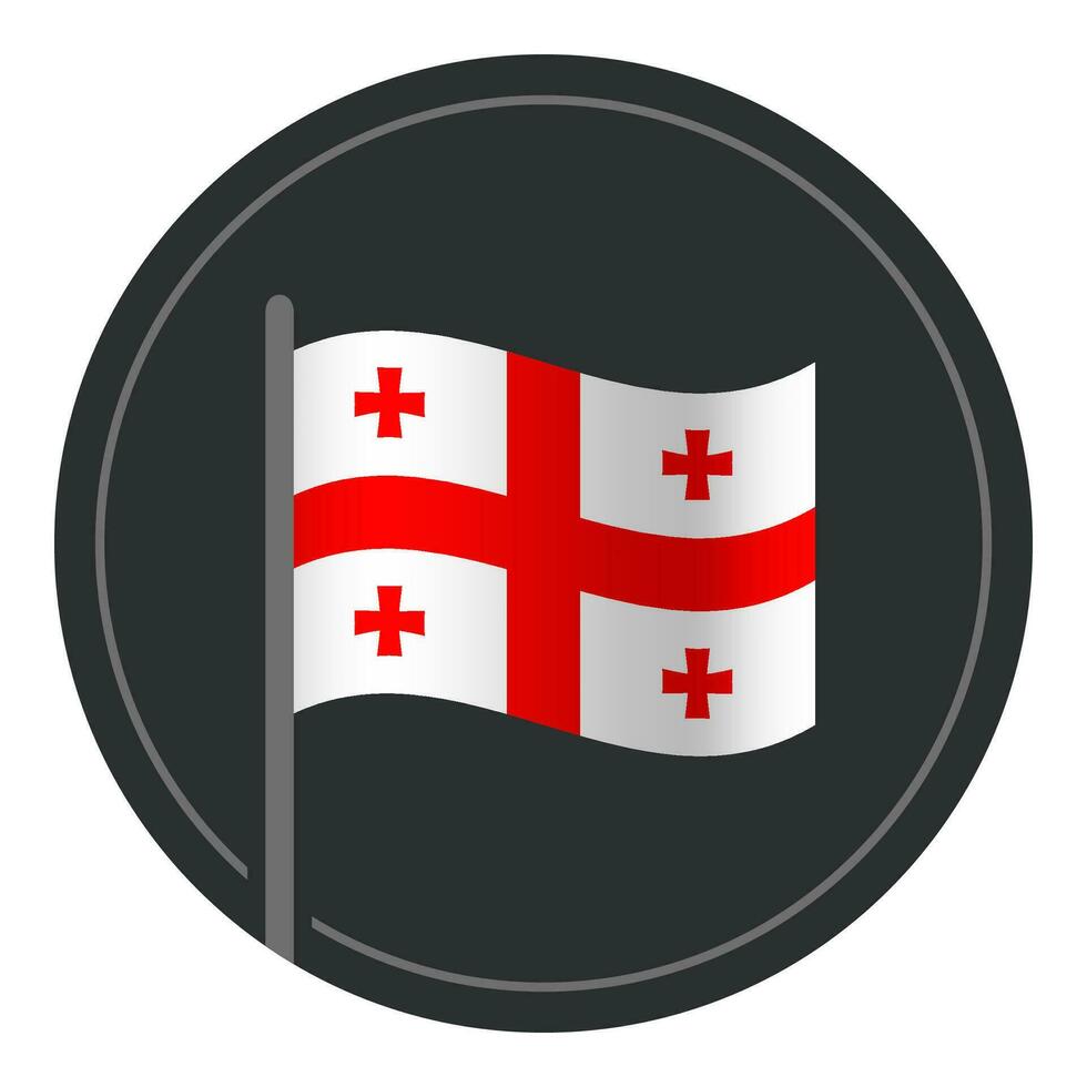 abstrakt georgien flagga platt ikon i cirkel isolerat på vit bakgrund vektor