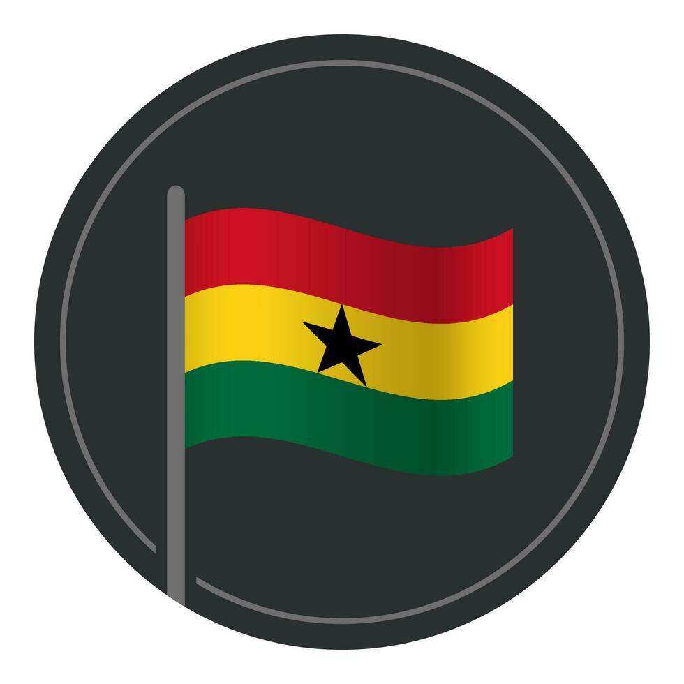 abstrakt ghana flagga platt ikon i cirkel isolerat på vit bakgrund vektor