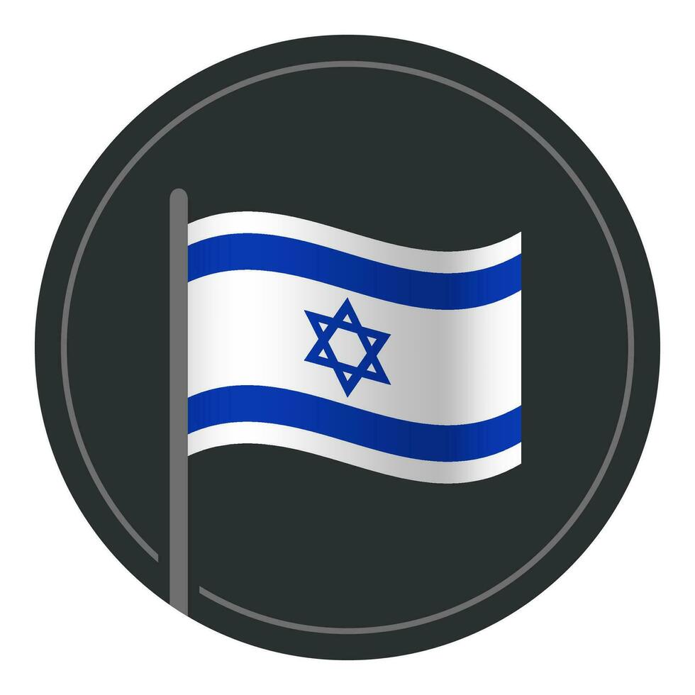 abstrakt Israel flagga platt ikon i cirkel isolerat på vit bakgrund vektor