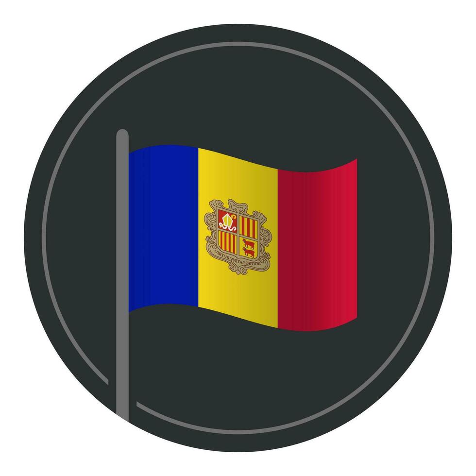 abstrakt Andorra Flagge eben Symbol im Kreis isoliert auf Weiß Hintergrund vektor