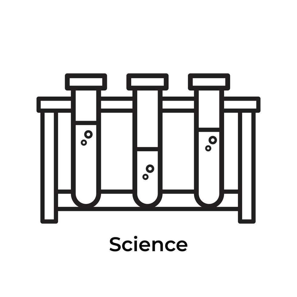 drei Prüfung Tube mit Wissenschaft Thema Vektor Symbol Illustration schwarz umrissen isoliert auf Platz Weiß Hintergrund. einfach eben einfarbig Karikatur Kunst gestylt Zeichnung.