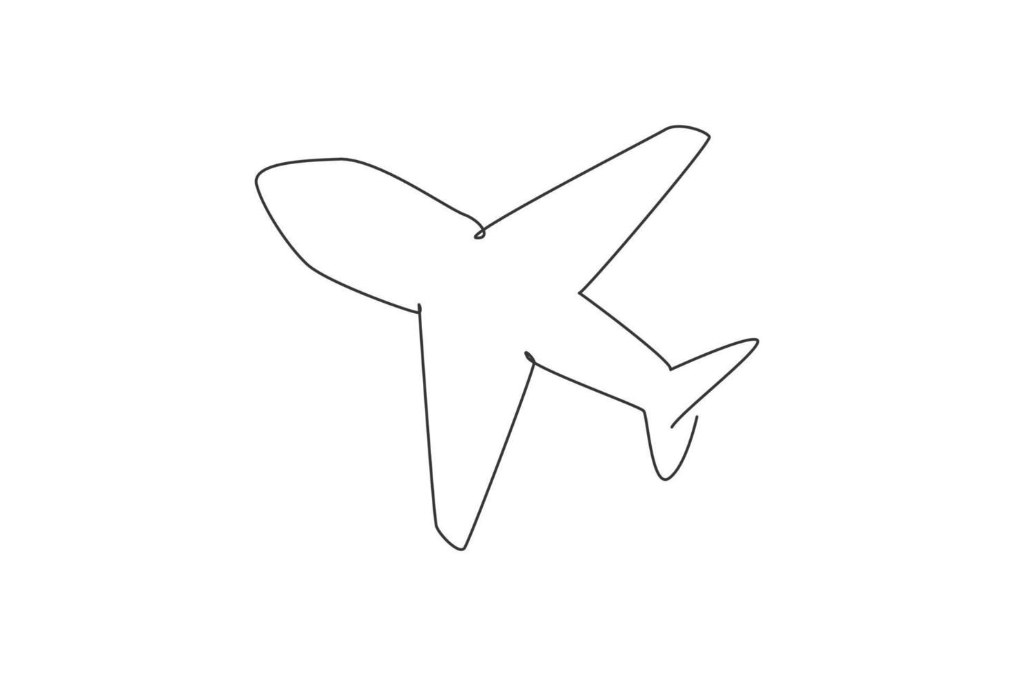 enda en linje ritning av flygande flygplan. transport ikonen silhuett för utbildning koncept. resor affärspresentation clipart isolerad på vit bakgrund. design vektor grafisk illustration