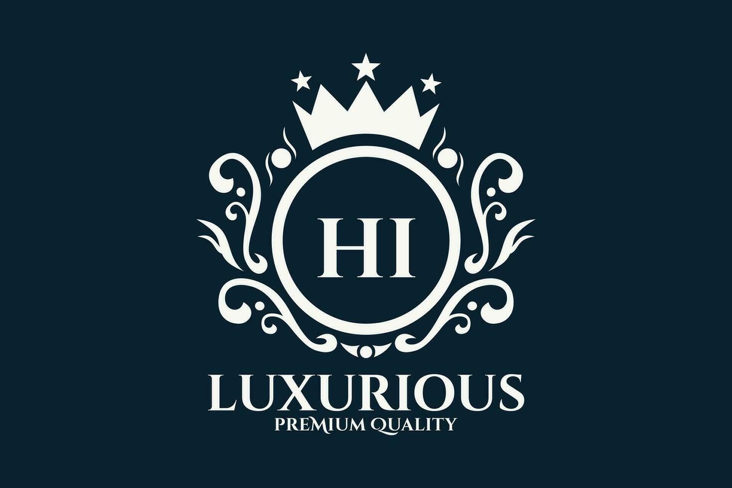 Initiale Brief Hallo königlich Luxus Logo Vorlage im Vektor Kunst zum luxuriös branding Vektor Illustration.