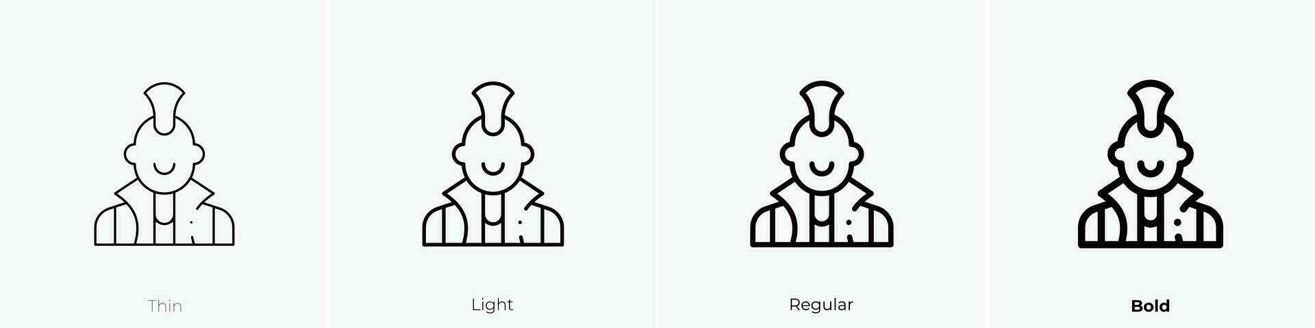 Punk Symbol. dünn, Licht, regulär und Fett gedruckt Stil Design isoliert auf Weiß Hintergrund vektor