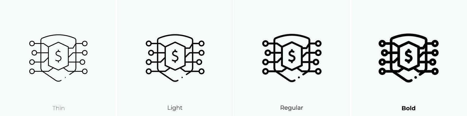 Schutz Symbol. dünn, Licht, regulär und Fett gedruckt Stil Design isoliert auf Weiß Hintergrund vektor