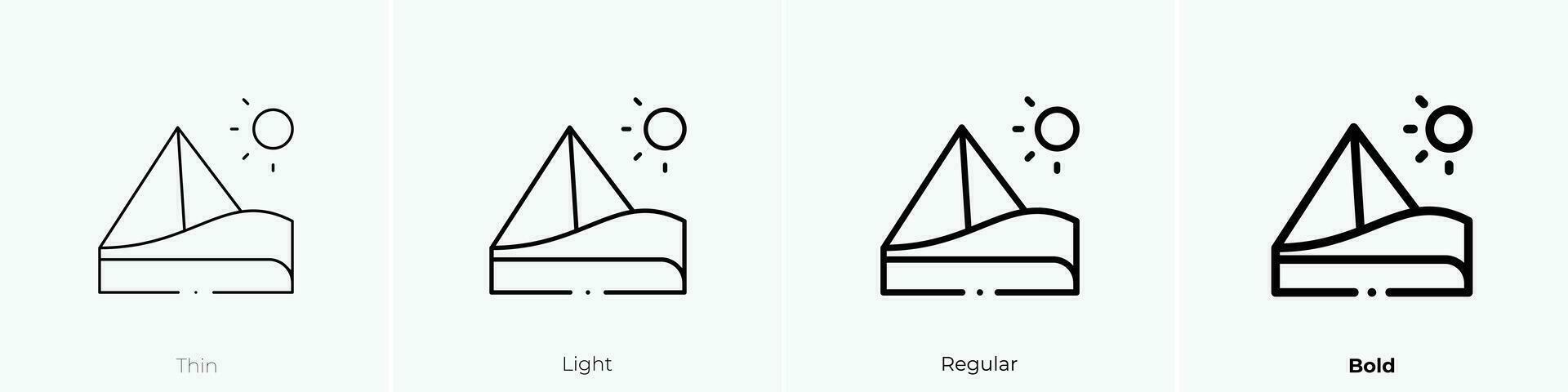 Pyramide Symbol. dünn, Licht, regulär und Fett gedruckt Stil Design isoliert auf Weiß Hintergrund vektor