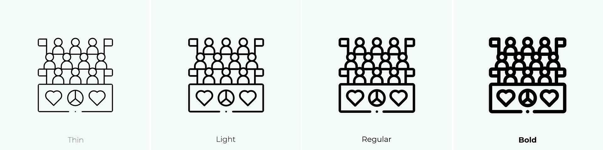 Protest Symbol. dünn, Licht, regulär und Fett gedruckt Stil Design isoliert auf Weiß Hintergrund vektor