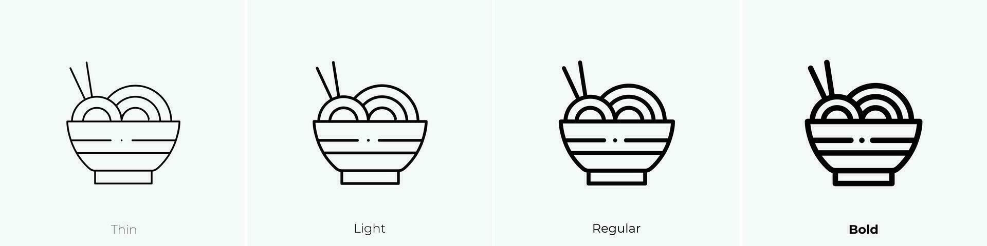 Ramen Symbol. dünn, Licht, regulär und Fett gedruckt Stil Design isoliert auf Weiß Hintergrund vektor