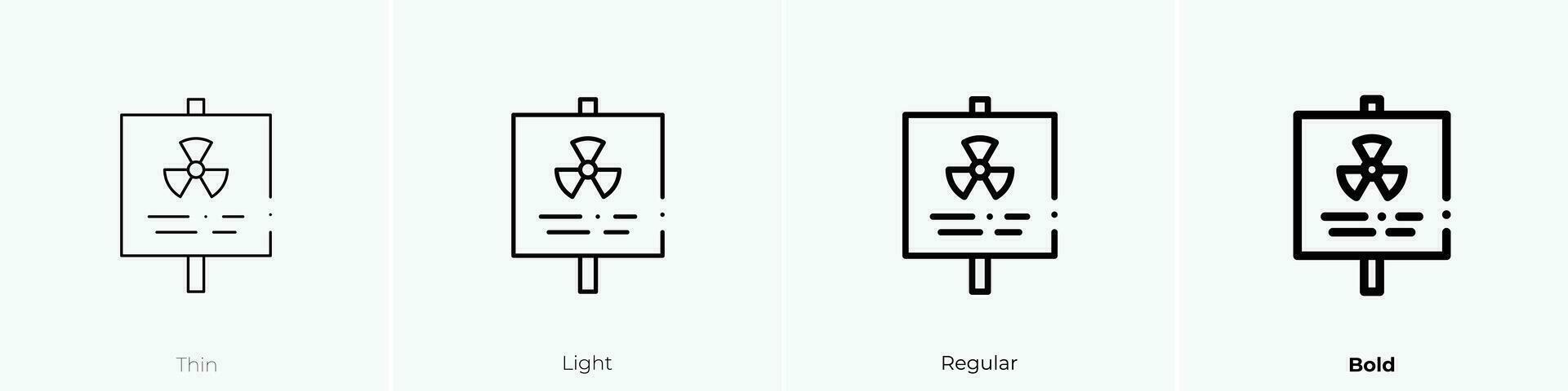 Strahlung Symbol. dünn, Licht, regulär und Fett gedruckt Stil Design isoliert auf Weiß Hintergrund vektor