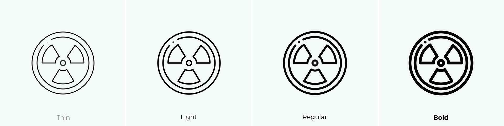 Strahlung Symbol. dünn, Licht, regulär und Fett gedruckt Stil Design isoliert auf Weiß Hintergrund vektor