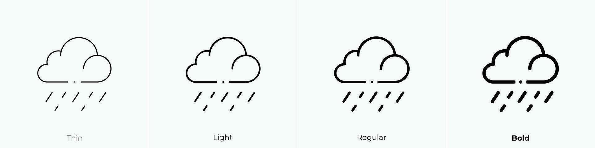 regn ikon. tunn, ljus, regelbunden och djärv stil design isolerat på vit bakgrund vektor