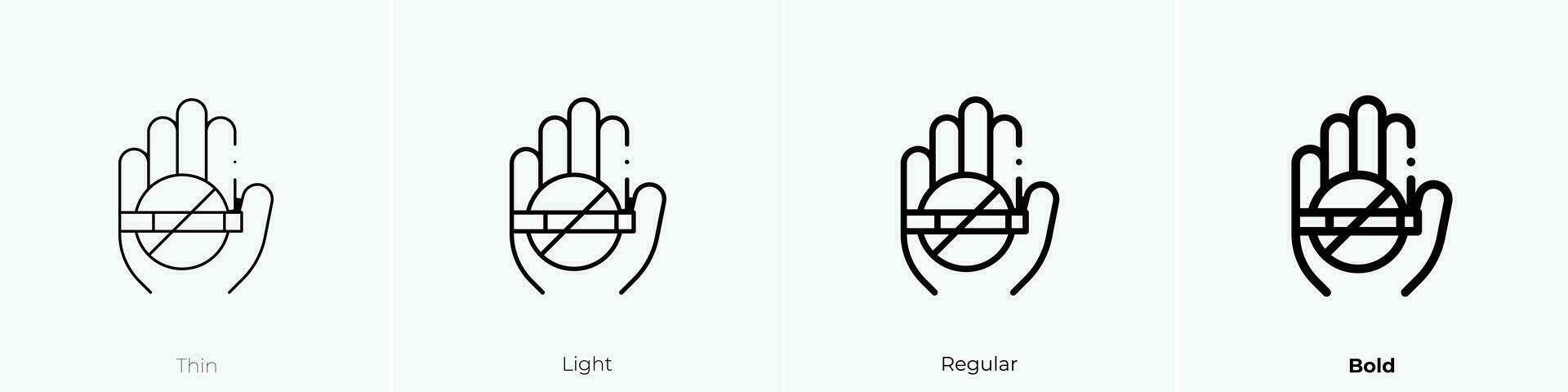 Verlassen Rauchen Symbol. dünn, Licht, regulär und Fett gedruckt Stil Design isoliert auf Weiß Hintergrund vektor