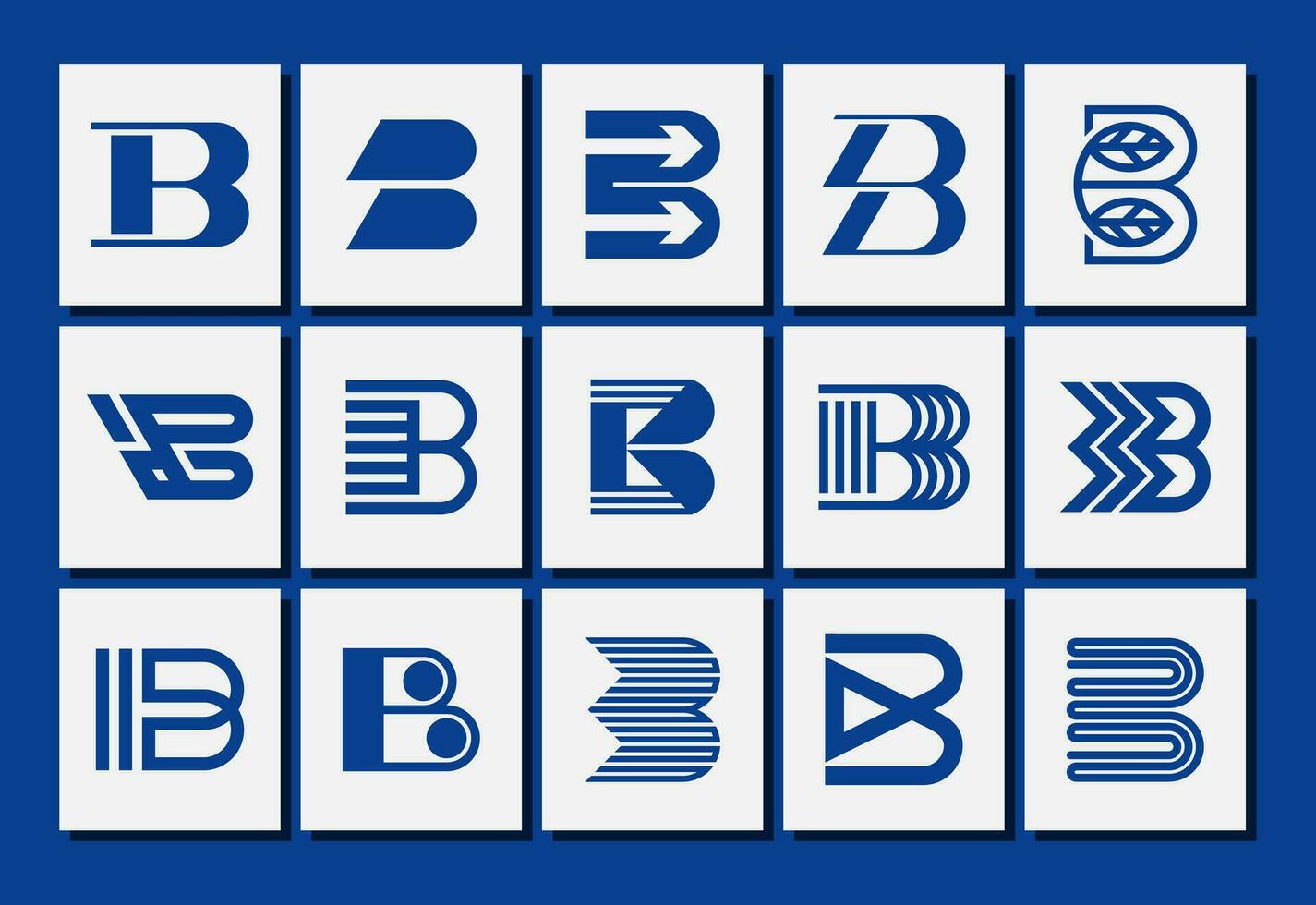 uppsättning av geometrisk linje abstrakt brev b logotyp design vektor
