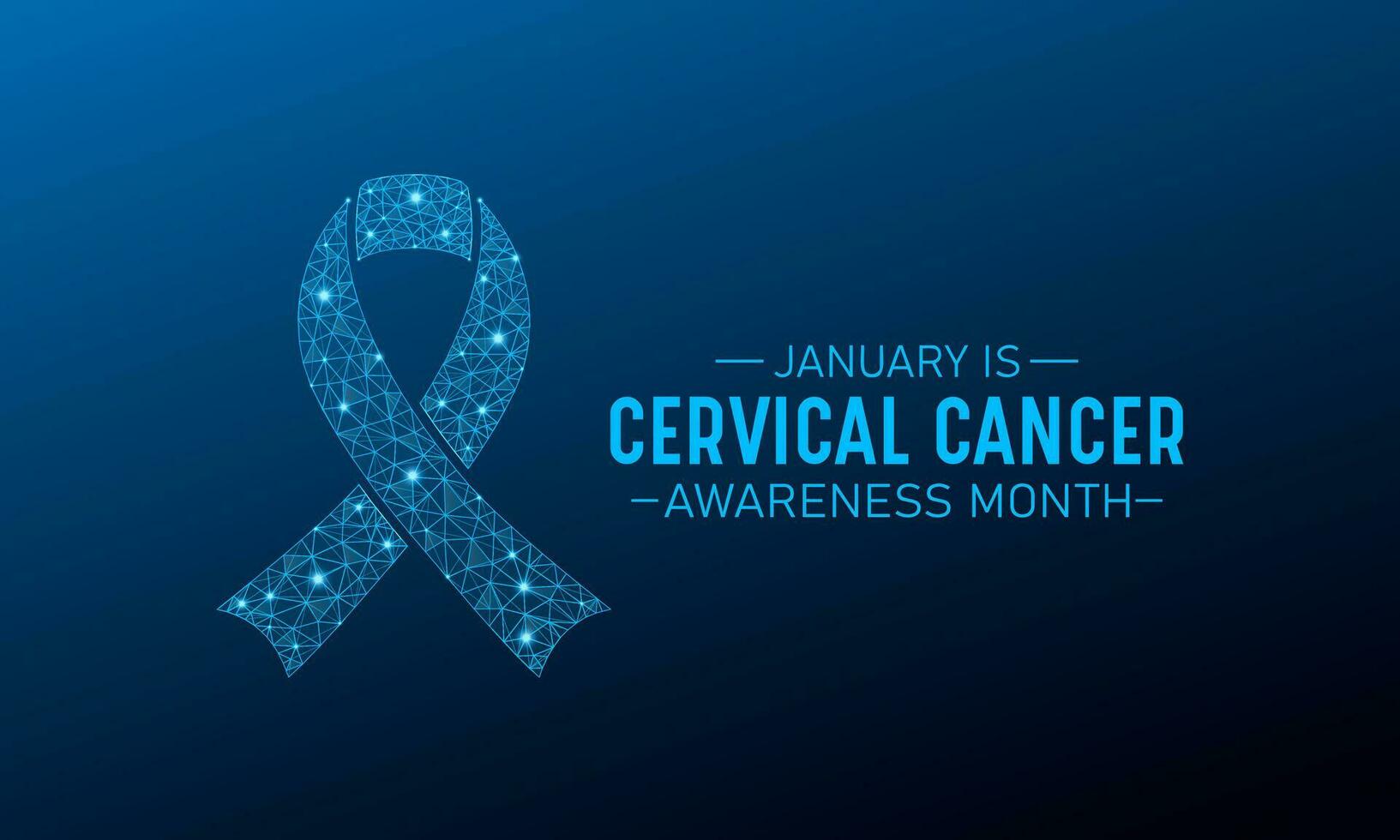 cervical cancer medvetenhet månad är observerats varje år i januari. låg poly stil design. vektor mall för baner, hälsning kort, affisch med geometrisk bakgrund.
