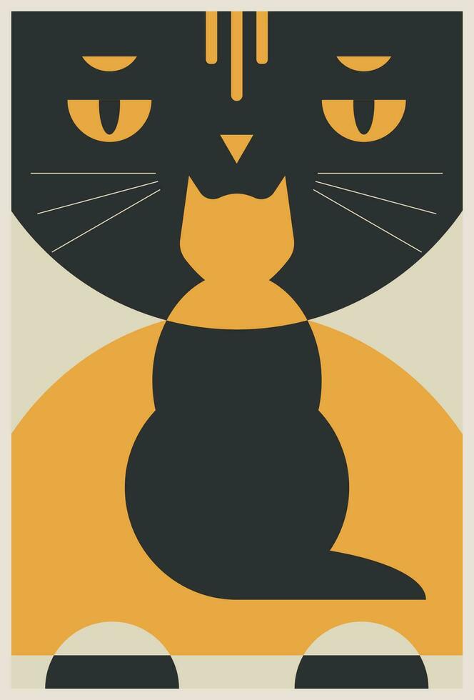 abstrakt inspiriert Bauhaus Porträt von ein Katze vektor